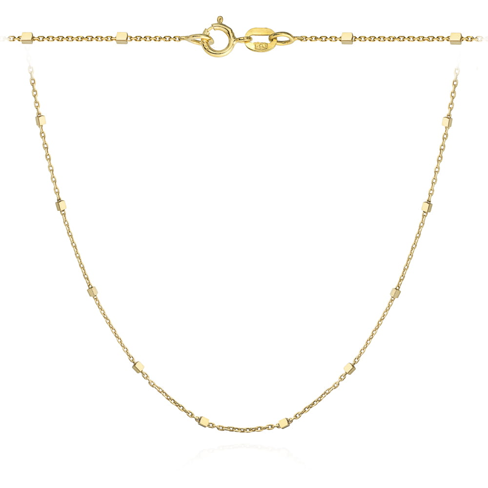 Naszyjnik złote delikatne kosteczki 50cm