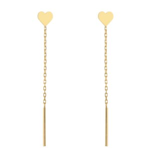 Kolczyki przewlekane złote małe pełne serce