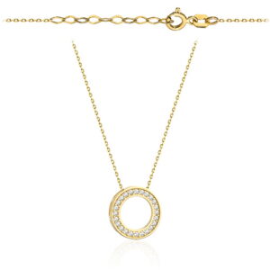 Naszyjnik złoty ring oprawiony cyrkoniami