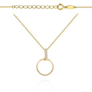 Naszyjnik złoty ring z ozdobnym prostokątem