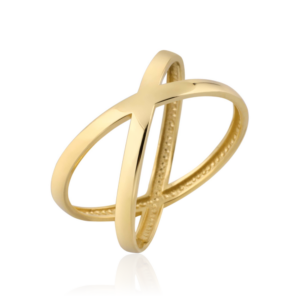 Pierścionek złoty "X" gładki