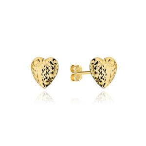 Kolczyki złote diamentowane serca puste super lekkie małe