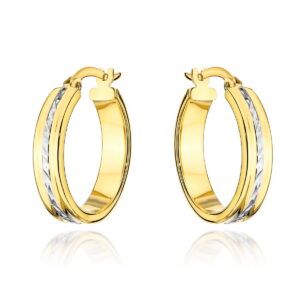 Kolczyki kółko i białe diamentowanie w środku 2,8 cm