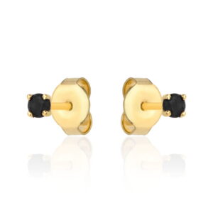 Kolczyki złote centralna czarna cyrkonia