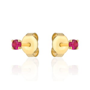 Kolczyki złote centralna rubinowa cyrkonia