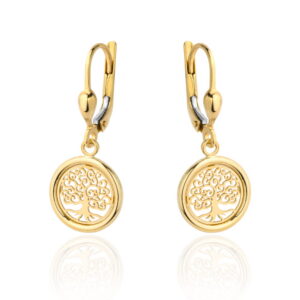 Kolczyki drzewko szczęścia w złotym kółku