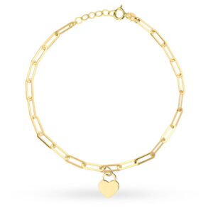 Bransoletka złota długie ogniwa i kłódka - serce