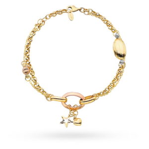 Bransoletka złota ozdobna z gwiazdką i sercem w trzech kolorach złota