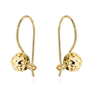 Kolczyki złote diamentowane kulki na biglu super lekkie