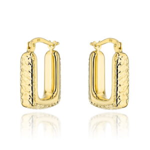 Kolczyki złote diamentowane prostokątne