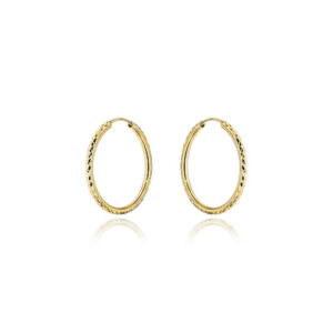 Kolczyki złote koła z diamentowaniem - 2,4cm