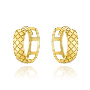 Kolczyki złote delikatnie zdobione na kreolu duże