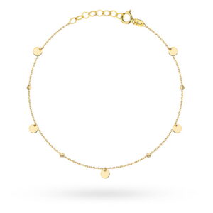 Bransoletka złota pełne kółka i diamentowane kulki