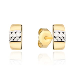 Kolczyki diamentowane w dwóch kolorach złota na sztyfcie