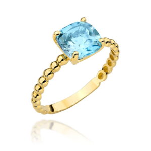 Pierścionek złoty z kolekcji "COLORFUL STONE" - topaz kwadrat