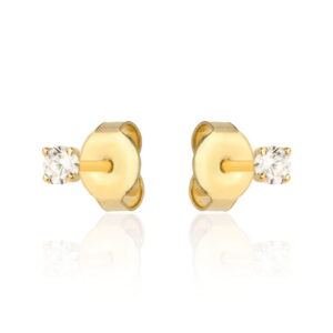 Kolczyki złote biała cyrkonia w czterech łapkach na sztyfcie