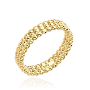 Pierścionek złoty trzy rzędy kuleczek