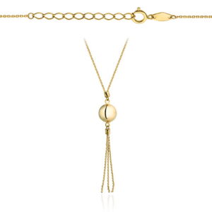 Celebrytka naszyjnik złota kulka z wiszącymi łańcuszkami