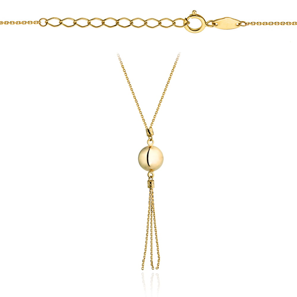 Celebrytka naszyjnik złota kulka z wiszącymi łańcuszkami