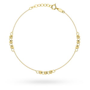 Bransoletka złota z diamentowanymi i gładkimi serduszkami