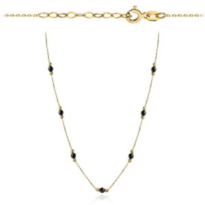 Naszyjnik złote diamentowane kulki i czarne kamienie