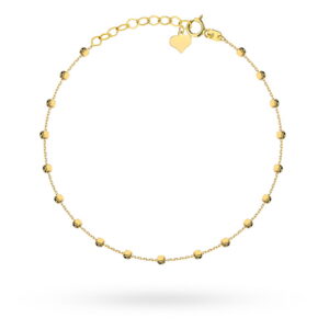 Bransoletka złota z diamentowanymi kuleczkami i serce