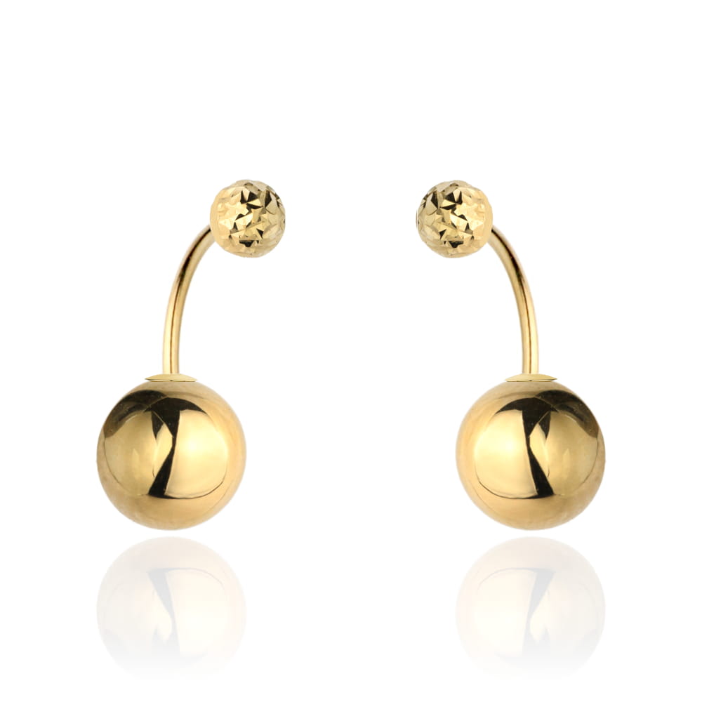 Kolczyki złote dioro z jedną diamentowaną kulką
