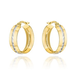 Kolczyki złote kółka w dwóch kolorach złota na angielskim zapięciu