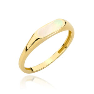 Pierścionek złoty sygnet z masą perłową