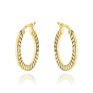 Kolczyki złote kółka żłobione po bokach