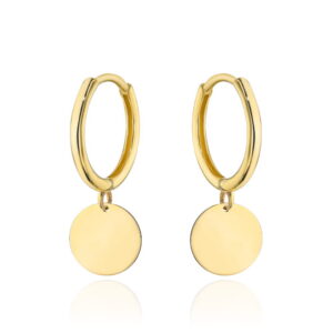Kolczyki złote kółko z wiszącym pełnym kołem