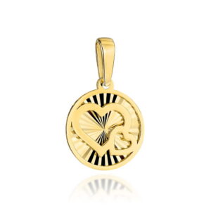 Zawieszka złota splecione serduszka w diamentowanym kółeczku