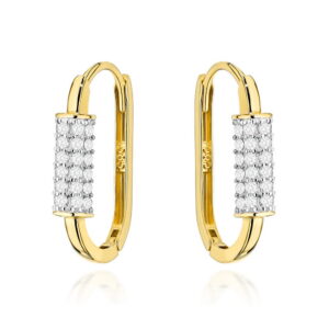 Kolczyki złote owale zdobione cyrkoniami