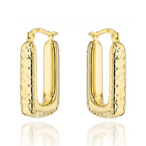 Kolczyki złote diamentowane prostokątne duże