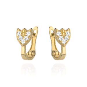 Kolczyki tulipany wysadzane cyrkoniami na angielskim zapięciu