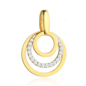 Zawieszka złota trzy koła złote i z cyrkoniami