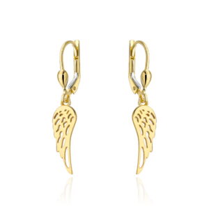 Kolczyki złote ażurowe skrzydła na angielskim zapięciu