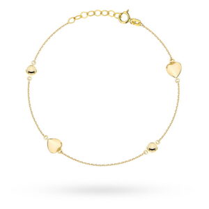 Bransoletka złota wypukłe serca i kółeczka