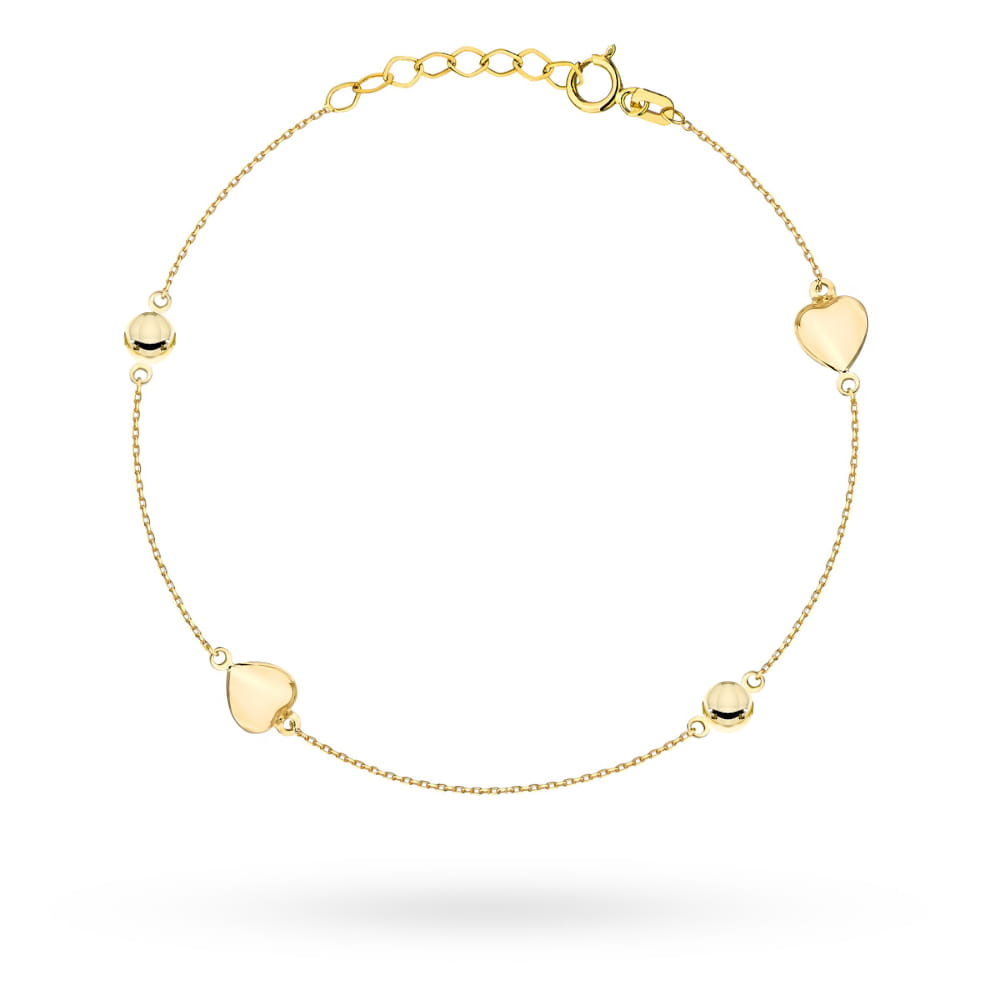 Bransoletka złota wypukłe serca i kółeczka
