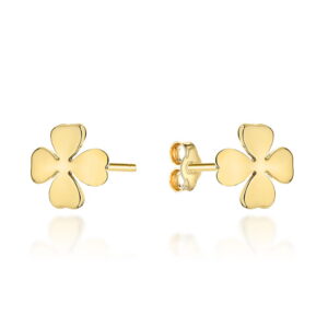 Kolczyki złote gładkie koniczynki na sztyfcie