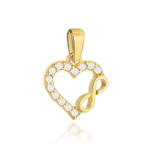 Zawieszka złota serce z cyrkoniami i znakiem nieskończoności