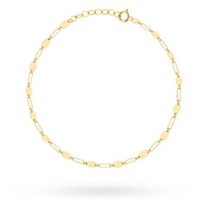 Bransoletka złote ogniwa i owalne elementy