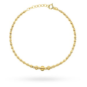 Bransoletka złota gładkie i diamentowane kuleczki
