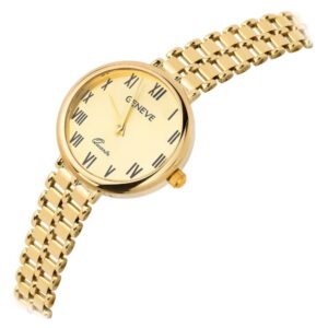 Zegarek złoty z okrągłą tarczą IX