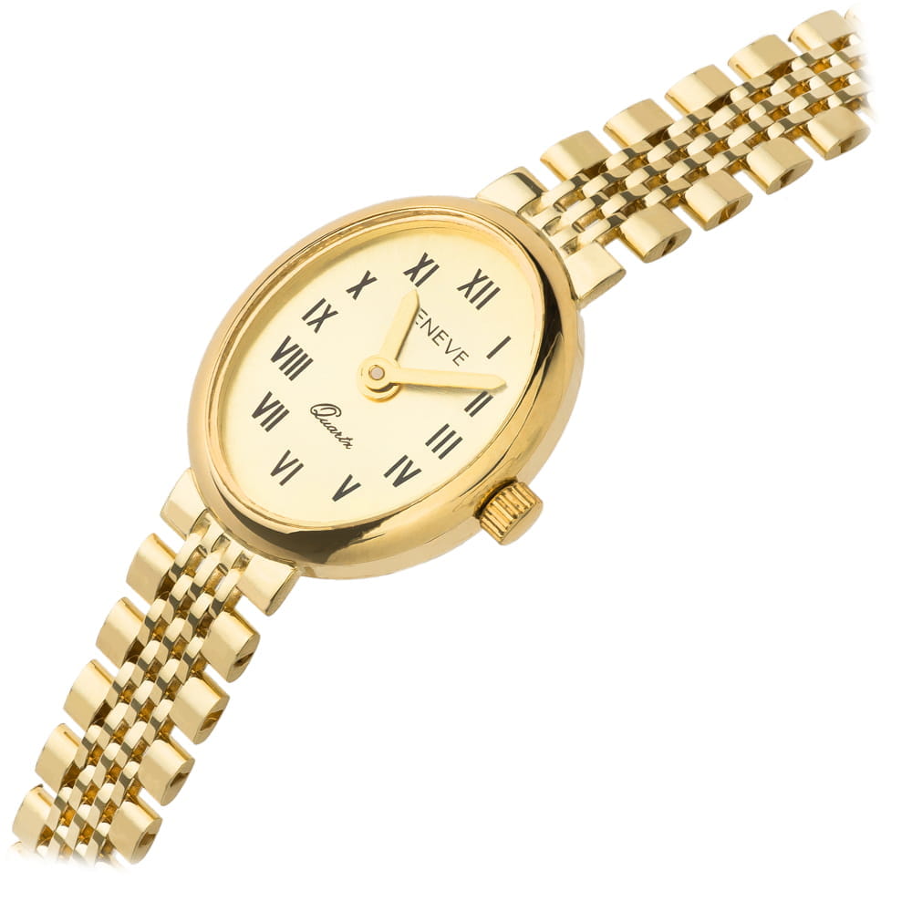 Zegarek złoty z owalną tarczą VI