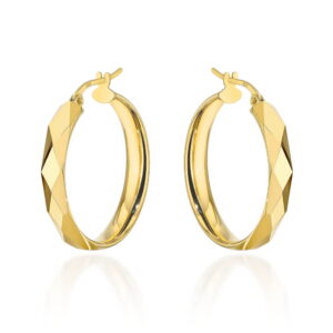 Kolczyki złote kółka zdobione diamentowaniem