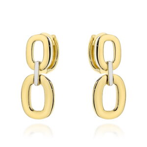 Kolczyki złote owale zdobione białym złotem na kreolu