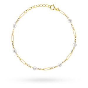 Bransoletka złota długie ogniwa i perełki