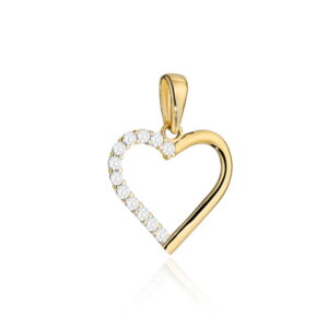Zawieszka złota małe serce zdobione cyrkoniami