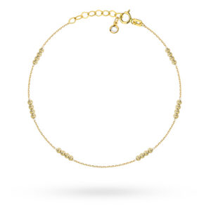 Bransoletka złota poczwórne diamentowane kulki na nogę